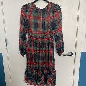 J. Crew cinched waist dress Stewart plaid